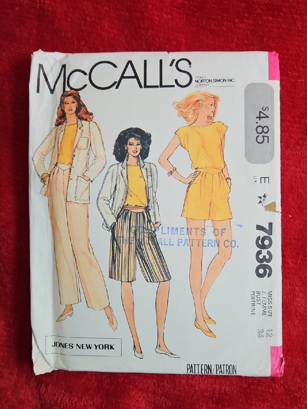 Vintage McCall's Uncut Pants, Shorts, Top, And Shirt Sewing Pattern
